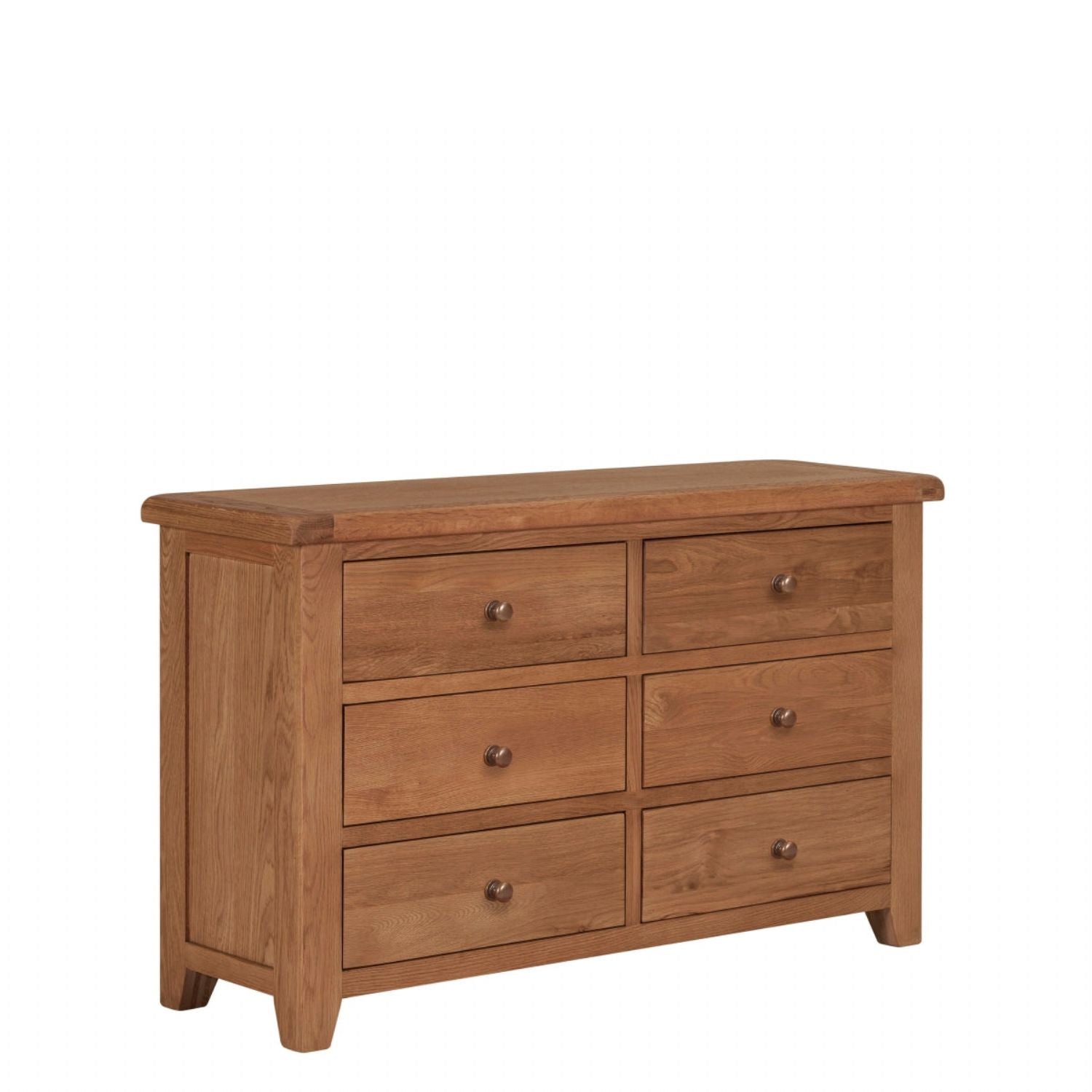 Natural Oak 6 Drawer Chest with Spacious Bedroom Storage