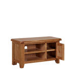 Natural Oak Small TV Unit with 1 Door and Open Shelving