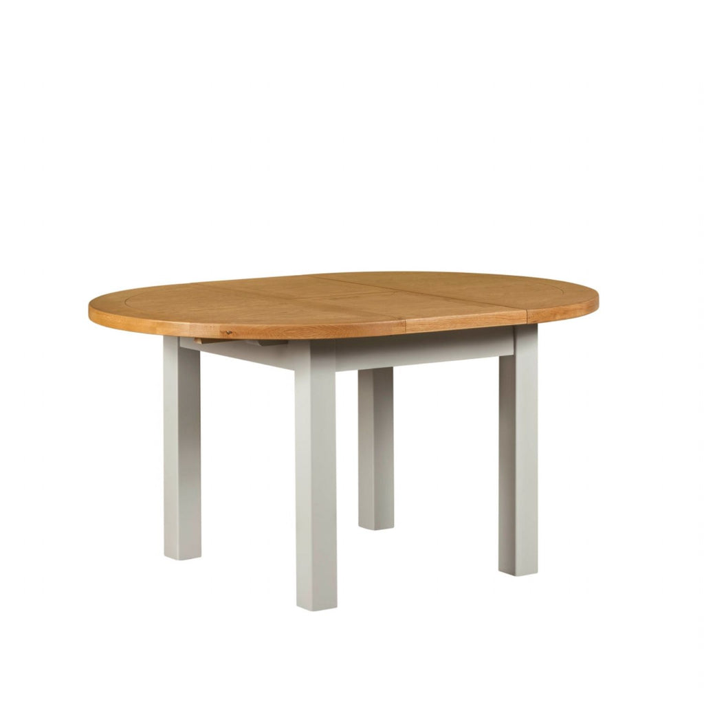 Oak and Light Grey 1.1m to 1.5m Round Extending Dining Table