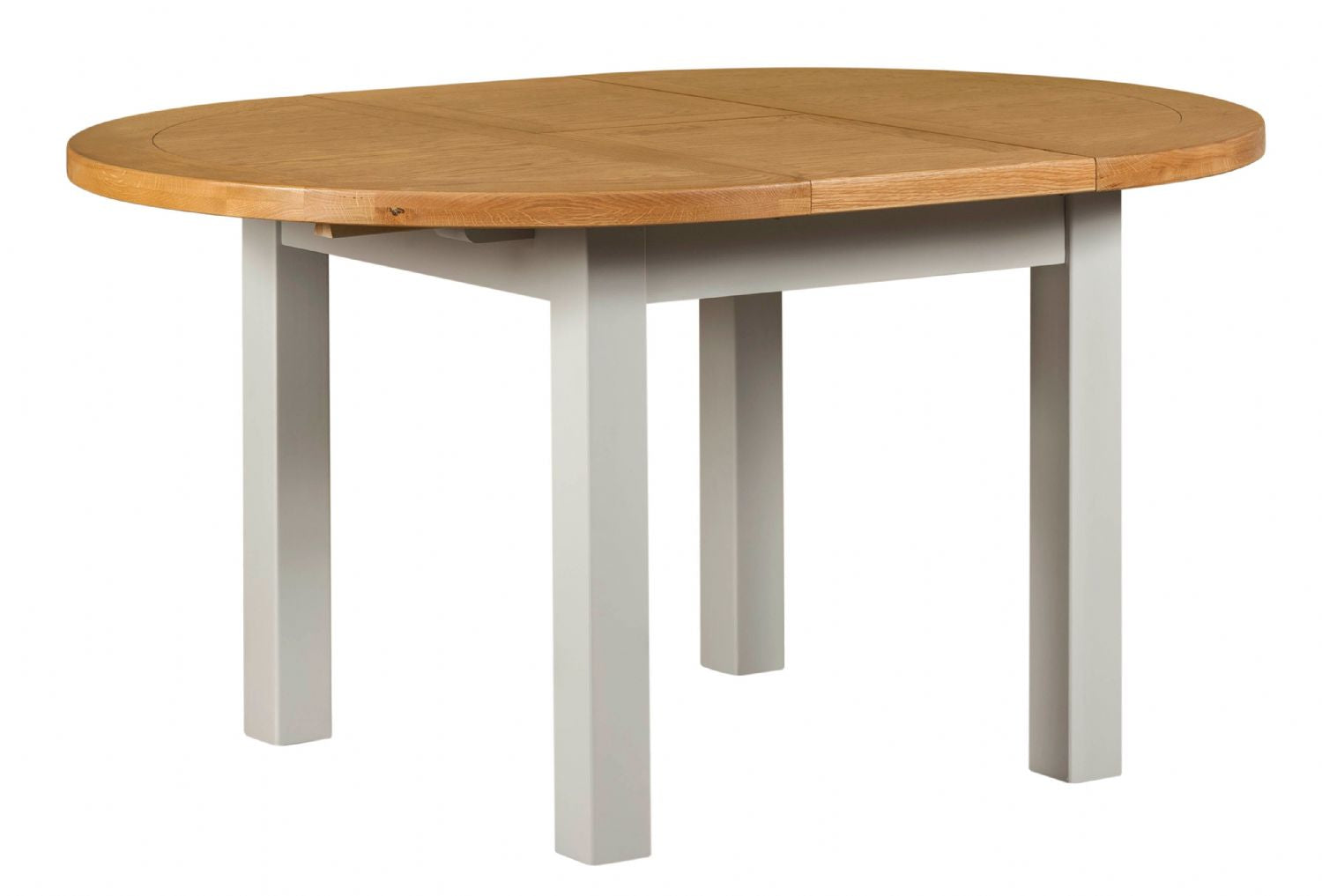 Oak and Light Grey 1.1m to 1.5m Round Extending Dining Table