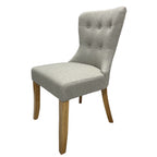 Beige Fabric Dining Chair with Oak Legs