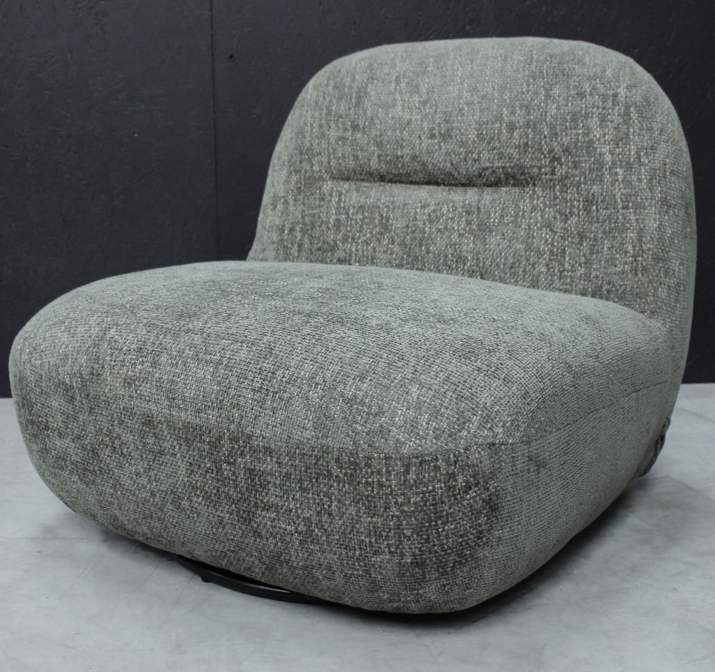 Modern Boucle Upholstered Olive Large Swivel Lounge Chair