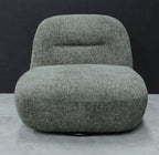 Modern Boucle Upholstered Olive Large Swivel Lounge Chair - Home Furniture Interiors