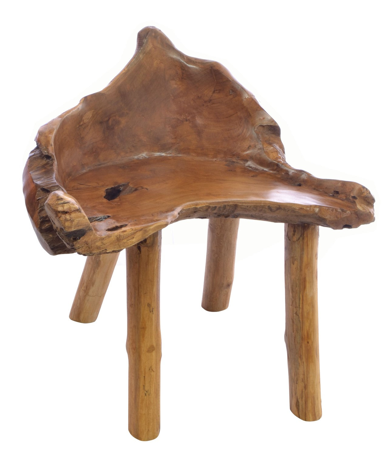 Ornamental Hand Carved Reclaimed Natural Teak Wood Tree Root Chair - Home Furniture Interiors