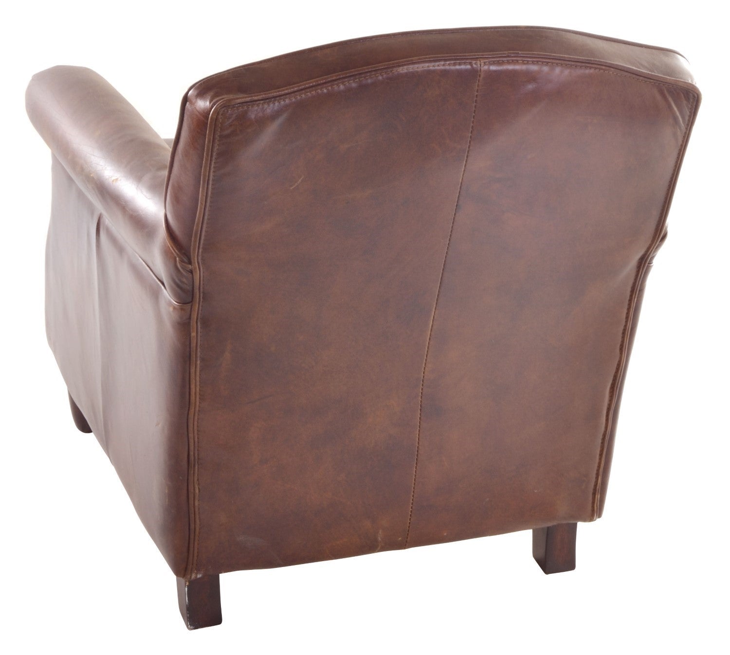 Vintage Brown Distressed Leather Upholstered Armchair with Studded Detailing - Home Furniture Interiors