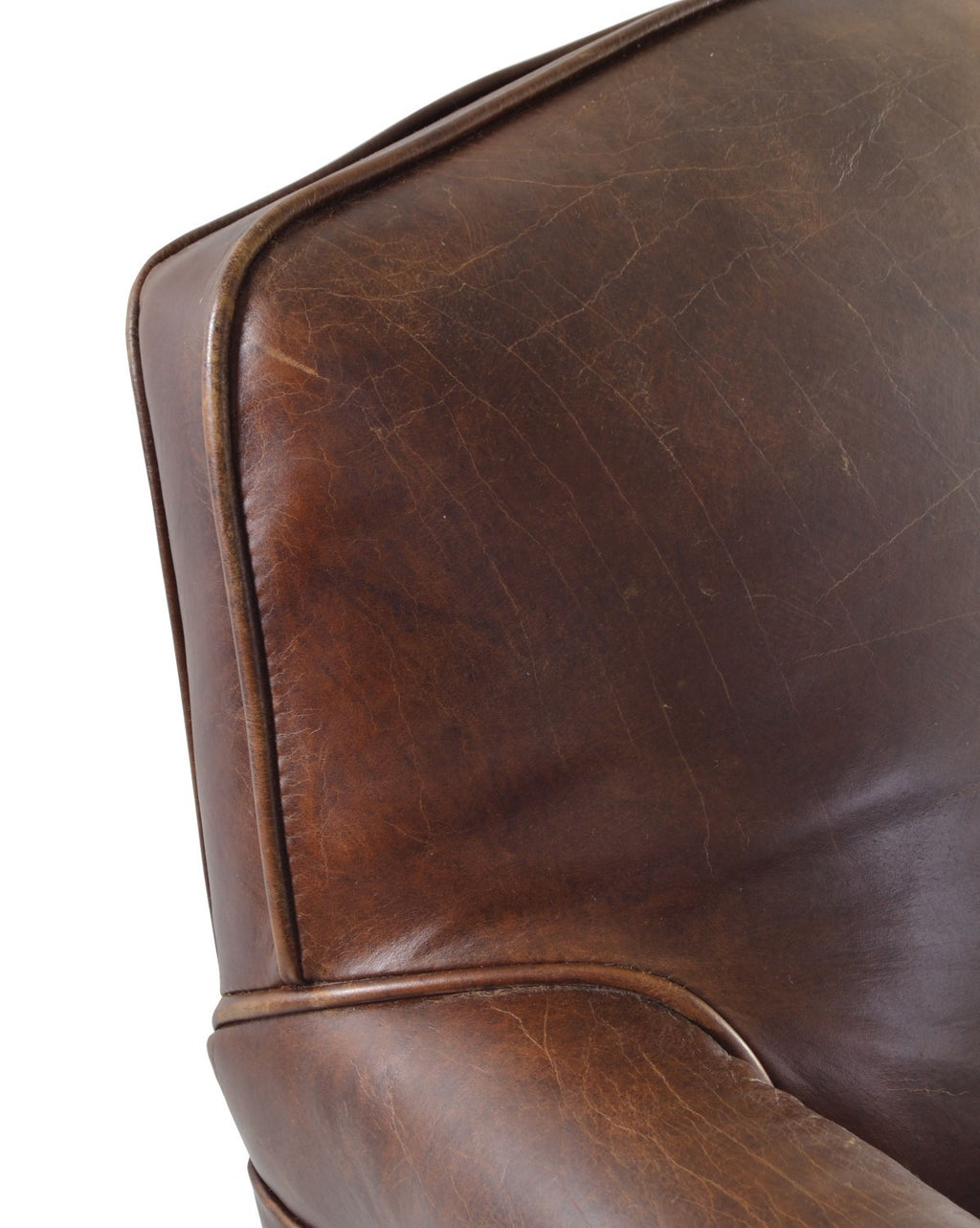 Vintage Brown Distressed Leather Upholstered Armchair with Studded Detailing - Home Furniture Interiors