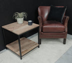 Vintage Brown Full Leather Upholstered Studded Club Lounge Chair - Home Furniture Interiors