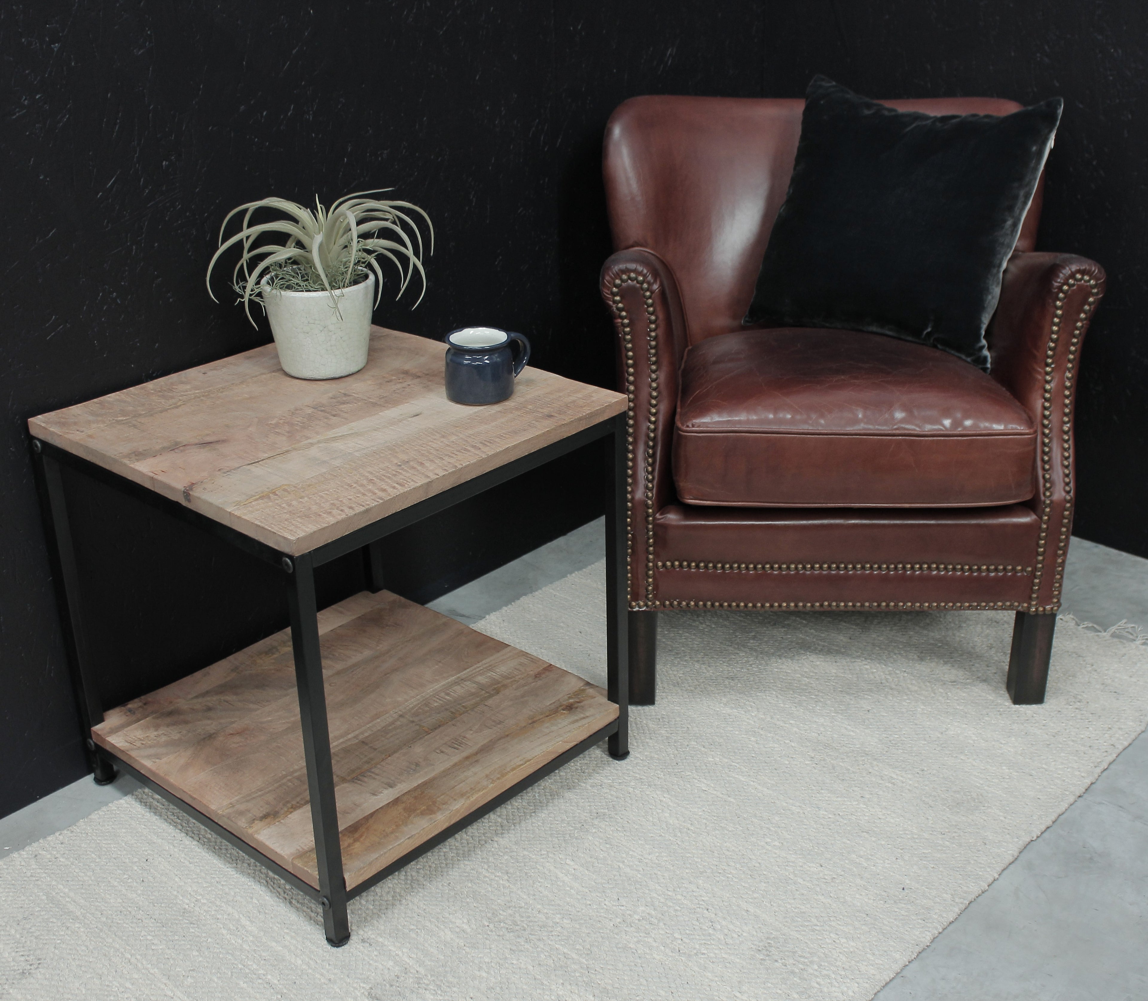 Vintage Brown Full Leather Upholstered Studded Club Lounge Chair - Home Furniture Interiors