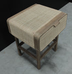 Boho Chic Rattan Teak Wood Bedside Cabinet with Storage - Home Furniture Interiors