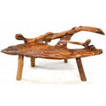 Natural Teak Root Organic Carved Medium Bench