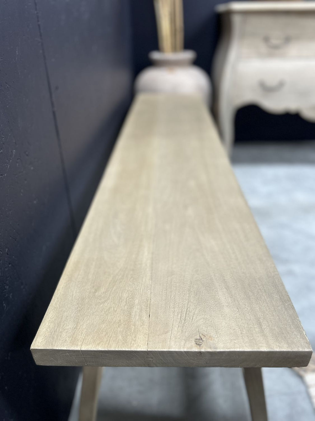 Vintage 160cm Rustic Mahogany Wood Bench with Stripped Back Finish - Home Furniture Interiors