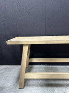 Vintage 160cm Rustic Mahogany Wood Bench with Stripped Back Finish - Home Furniture Interiors