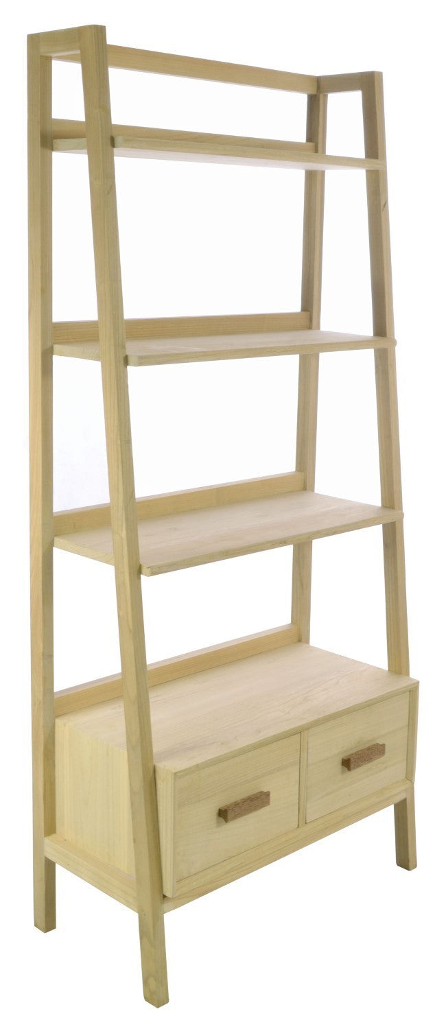 Modern Wood 2 Drawer 3 Shelf Open Bookcase Display Unit