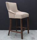 Modern Hazelnut Velvet Upholstered Walnut Bar Stool