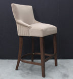 Modern Hazelnut Velvet Upholstered Walnut Bar Stool