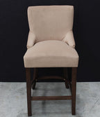 Modern Hazelnut Velvet Upholstered Walnut Bar Stool - Home Furniture Interiors