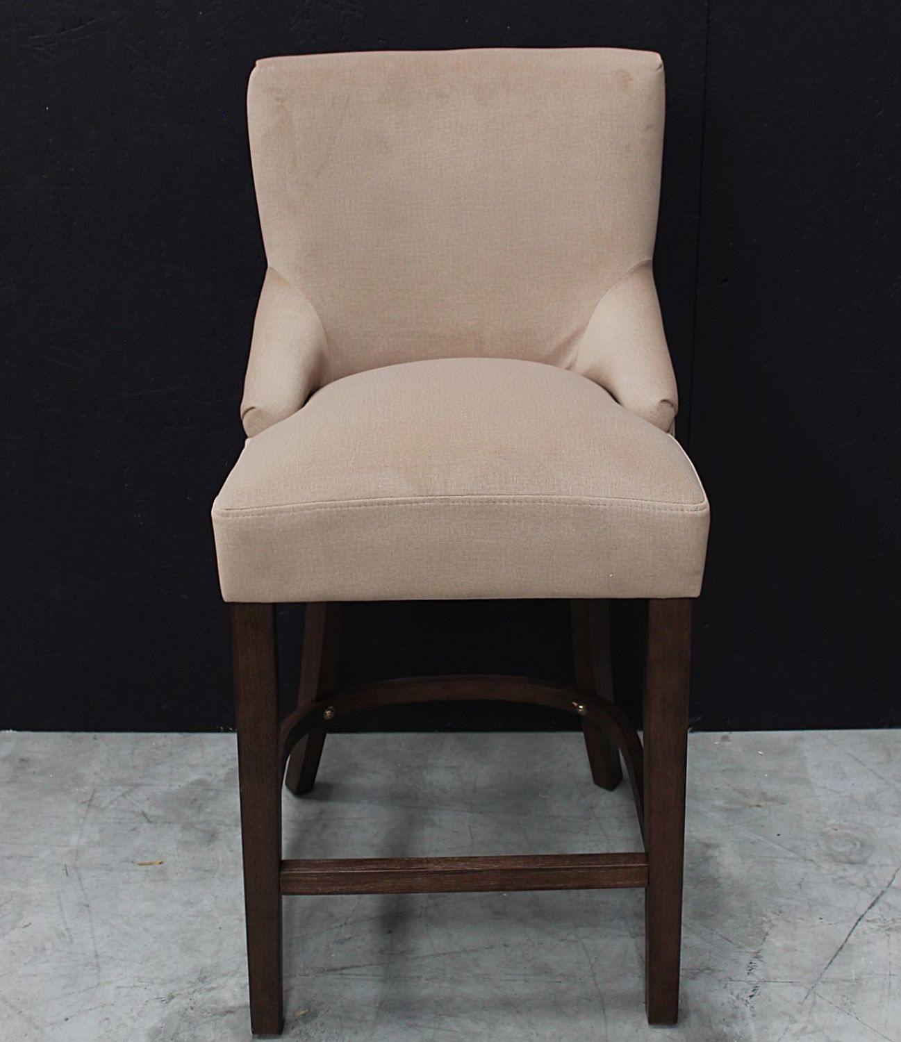 Modern Hazelnut Velvet Upholstered Walnut Bar Stool - Home Furniture Interiors