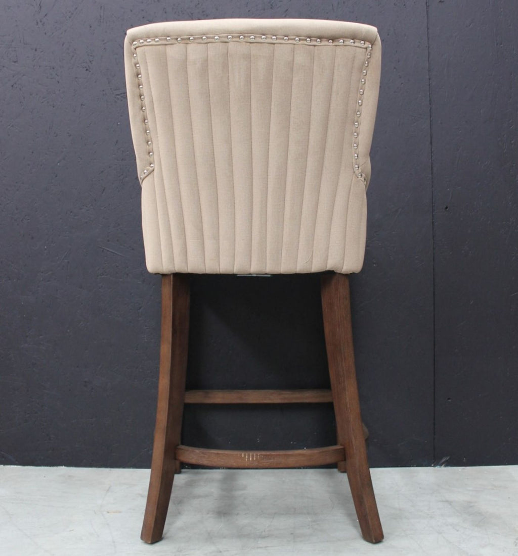 Modern Hazelnut Velvet Upholstered Walnut Bar Stool - Home Furniture Interiors