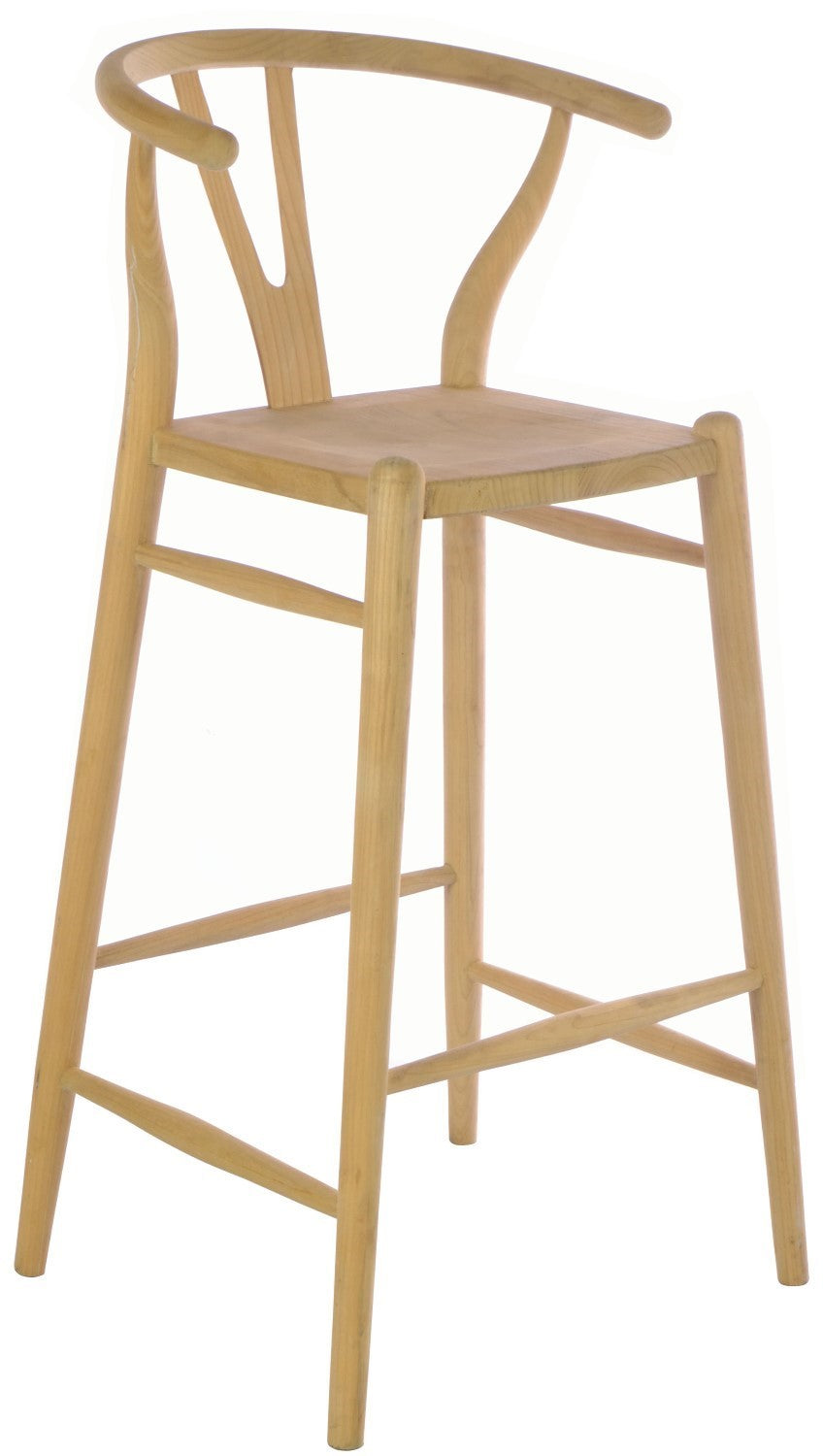 Modern Natural Solid Wood Sculpted Tall Bar Stool