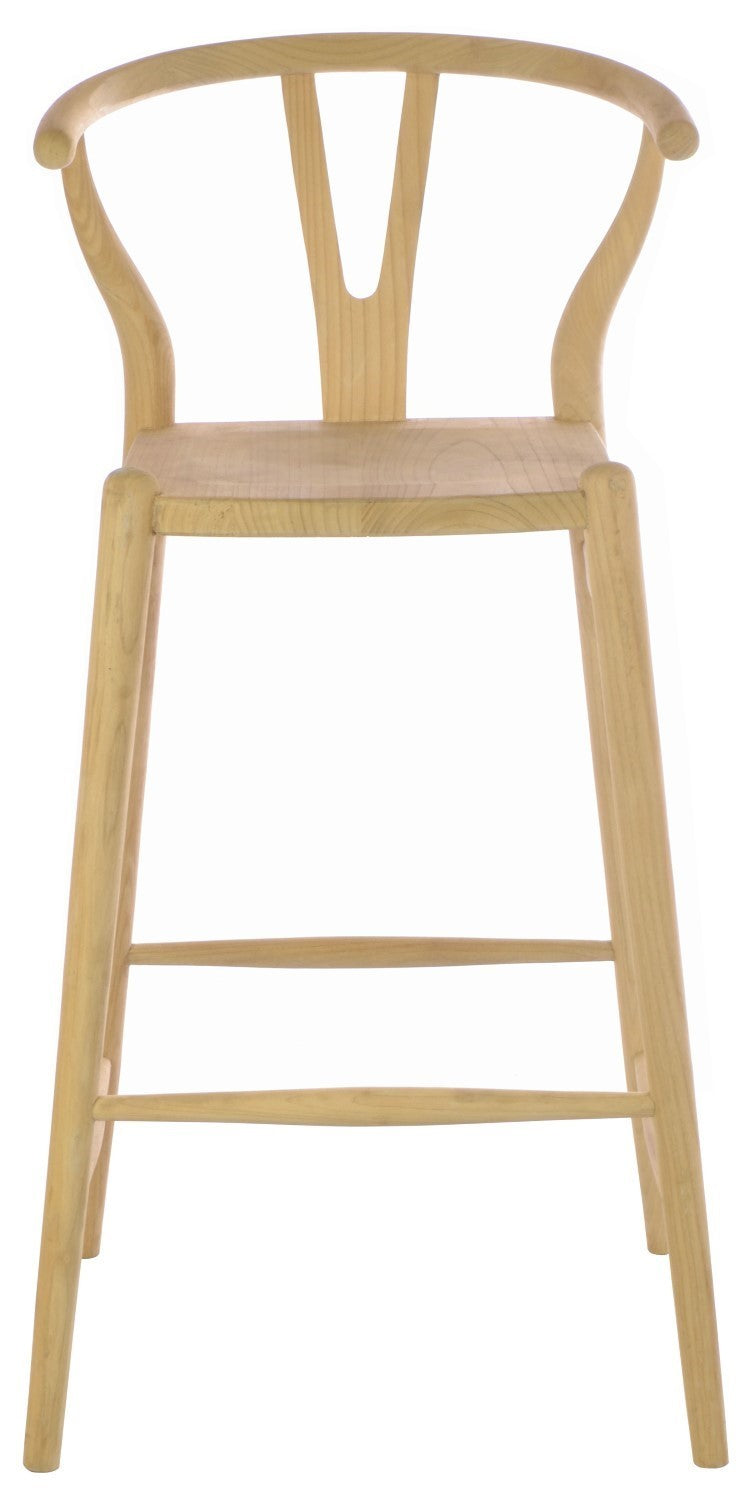 Modern Natural Solid Wood Sculpted Tall Bar Stool - Home Furniture Interiors