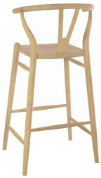 Modern Natural Solid Wood Sculpted Tall Bar Stool - Home Furniture Interiors