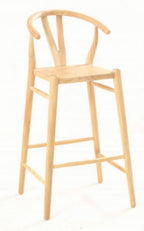 Modern Solid Wood Curved Back Short Bar Stool with Spindle Legs