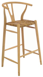 Solid Wood Rush Woven Seat Bar Stool