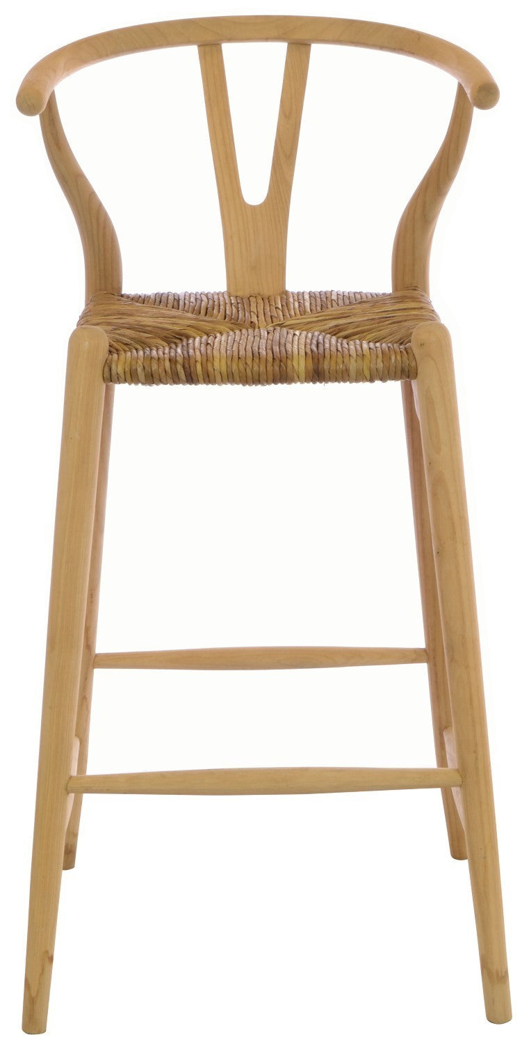 Solid Wood Rush Woven Seat Bar Stool - Home Furniture Interiors