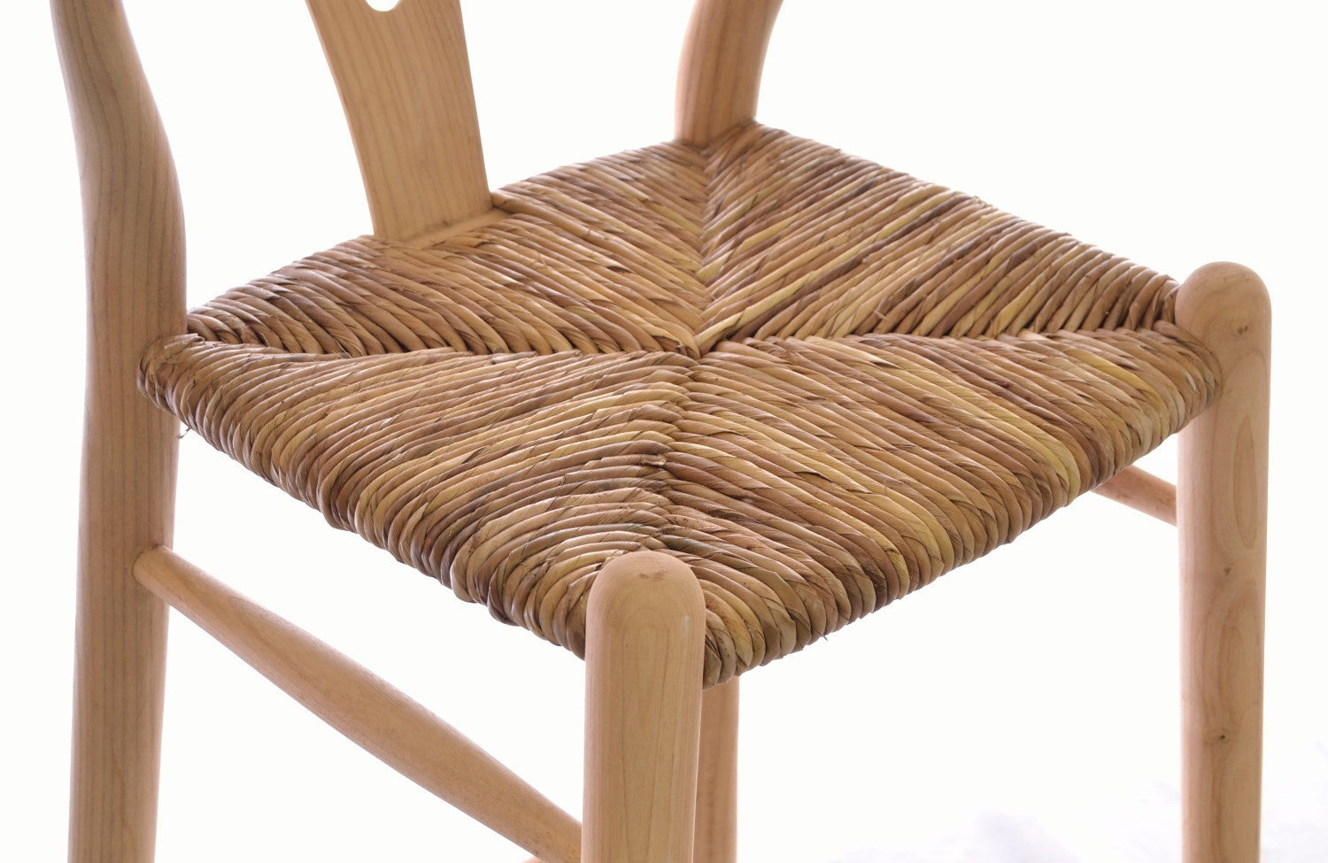 Solid Wood Rush Woven Seat Bar Stool - Home Furniture Interiors