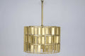 Large Antique Brass Metal Lamp with Tile Design Shade