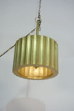 Large Brass Cladded Ribbed Medium Chandelier 46cm Wide - Home Furniture Interiors