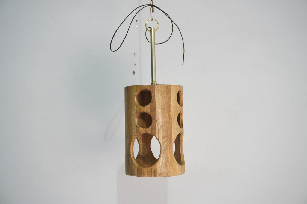 Modern Natural Mango Wood Circle Pendant Lamp - Home Furniture Interiors