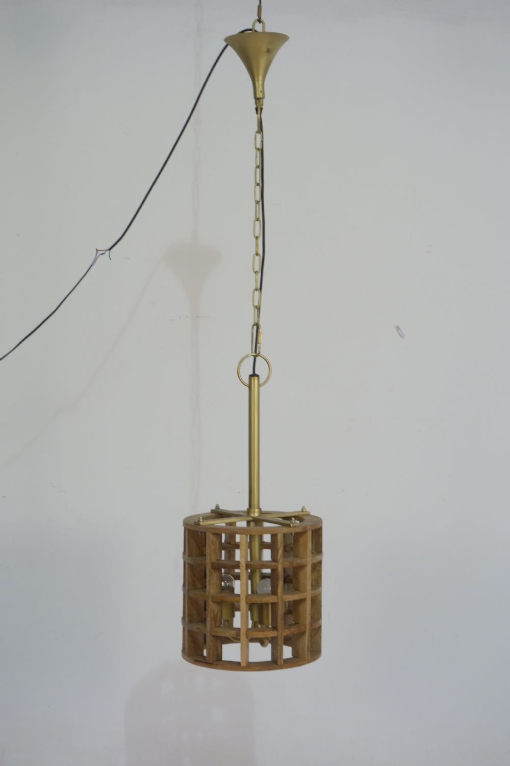 Modern Natural Mango Wood Grid Small Ceiling Lamp - Home Furniture Interiors