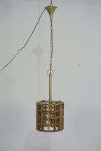 Modern Natural Mango Wood Grid Small Ceiling Lamp - Home Furniture Interiors