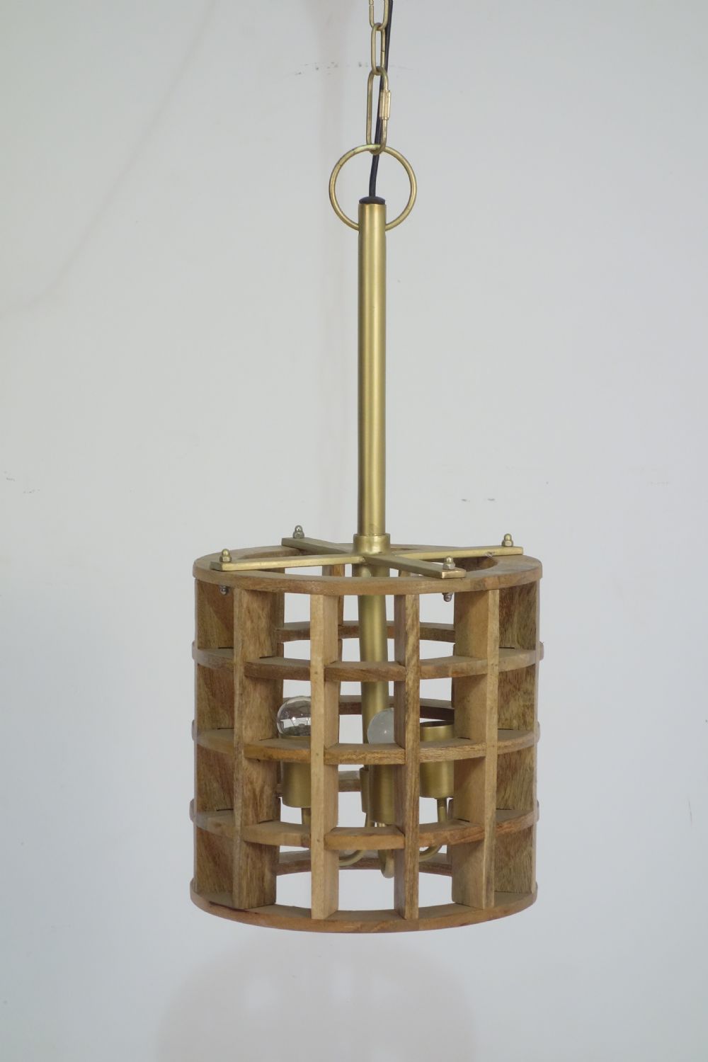 Modern Natural Mango Wood Grid Small Ceiling Lamp - Home Furniture Interiors