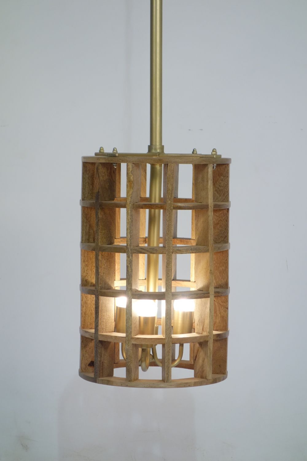 Modern Natural Mango Wood Medium Grid Ceiling Lamp