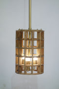 Modern Natural Mango Wood Medium Grid Ceiling Lamp