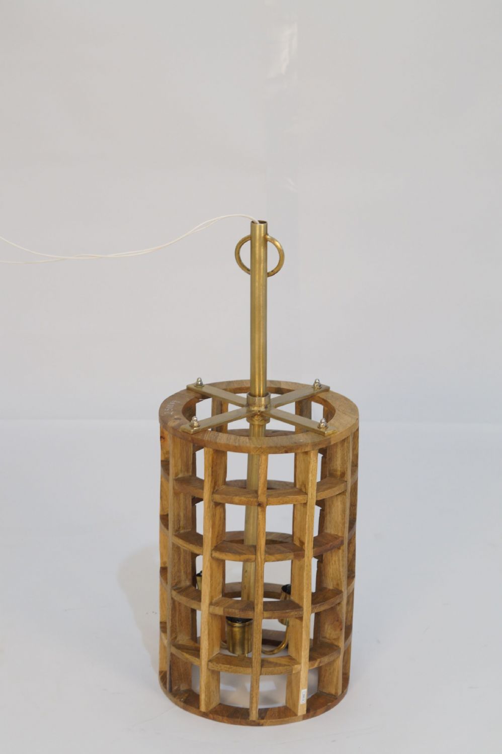 Modern Natural Mango Wood Medium Grid Ceiling Lamp - Home Furniture Interiors