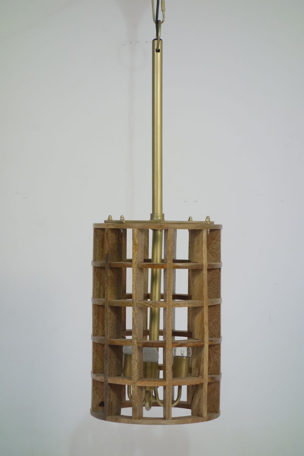 Modern Natural Mango Wood Medium Grid Ceiling Lamp - Home Furniture Interiors