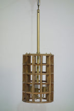 Modern Natural Mango Wood Medium Grid Ceiling Lamp - Home Furniture Interiors