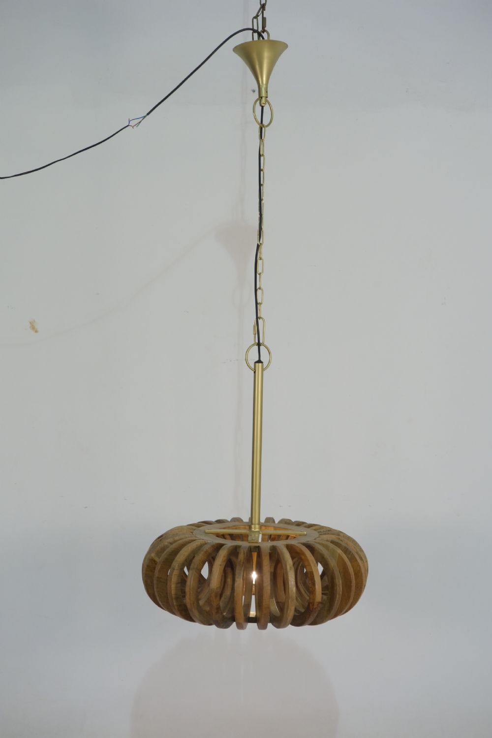 Natural Mango Wood Multi Ring Contemporary Ceiling Lamp