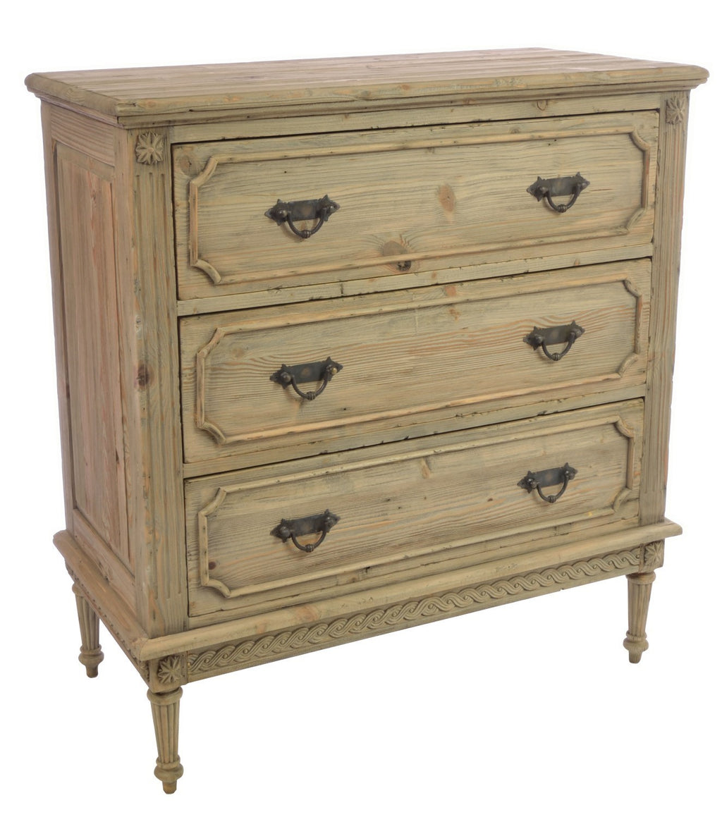 Vintage Mahogany Wood Ornate Carved Chest of 3 Drawers