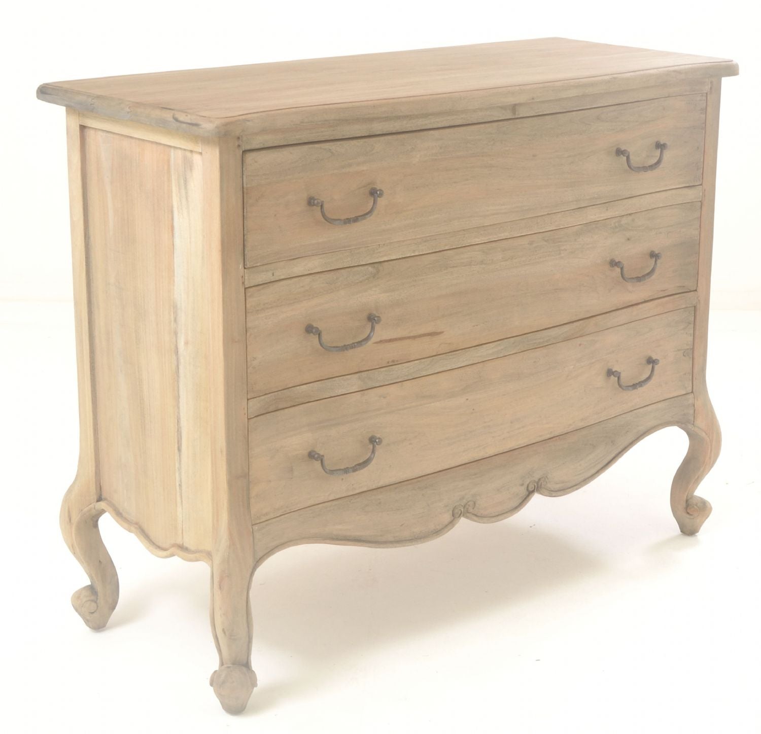 Vintage Mahogany Aged Finish 3 Drawer Chest with Curved Legs