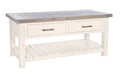 Coastal White Reclaimed Wood 2 Drawer Coffee Table with Shelf