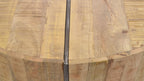 Natural Mango Wood Trunk Top Round Coffee Table with Black Metal Legs - Home Furniture Interiors