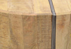 Natural Mango Wood Trunk Top Round Coffee Table with Black Metal Legs - Home Furniture Interiors