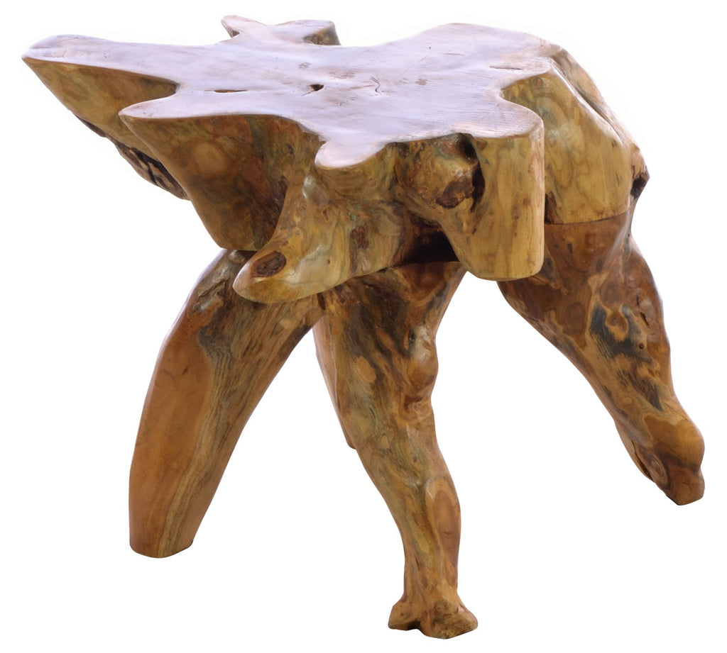 Natural Teak Wood 60cm Coffee Table Rustic Tree Root Design - Home Furniture Interiors