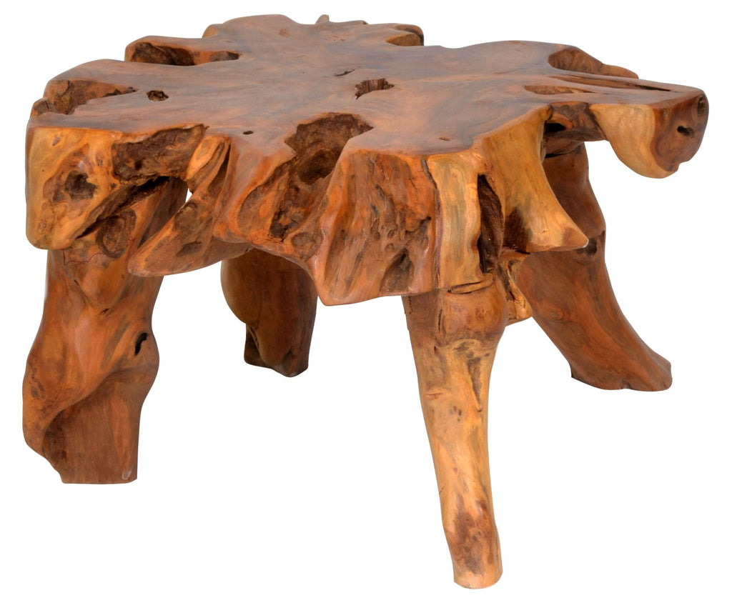 Natural Teak Wood 60cm Coffee Table Rustic Tree Root Design - Home Furniture Interiors