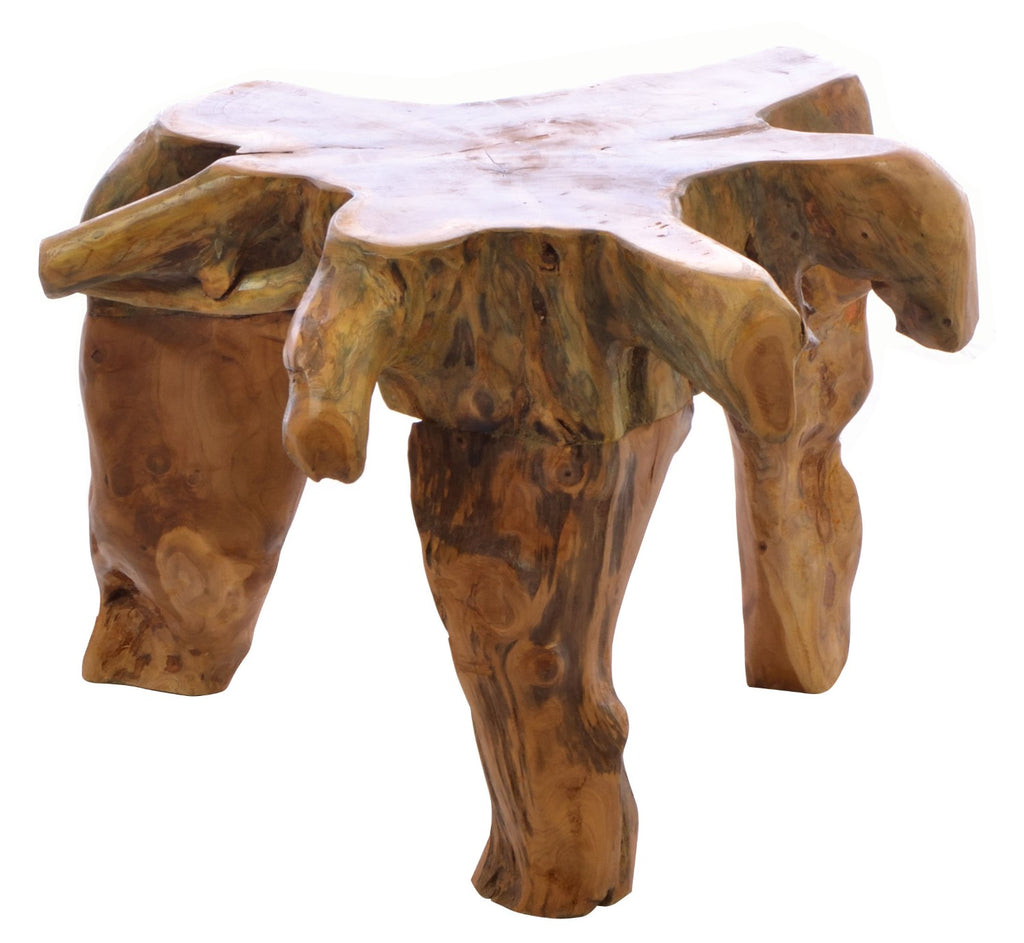 Natural Teak Wood 60cm Coffee Table Rustic Tree Root Design - Home Furniture Interiors