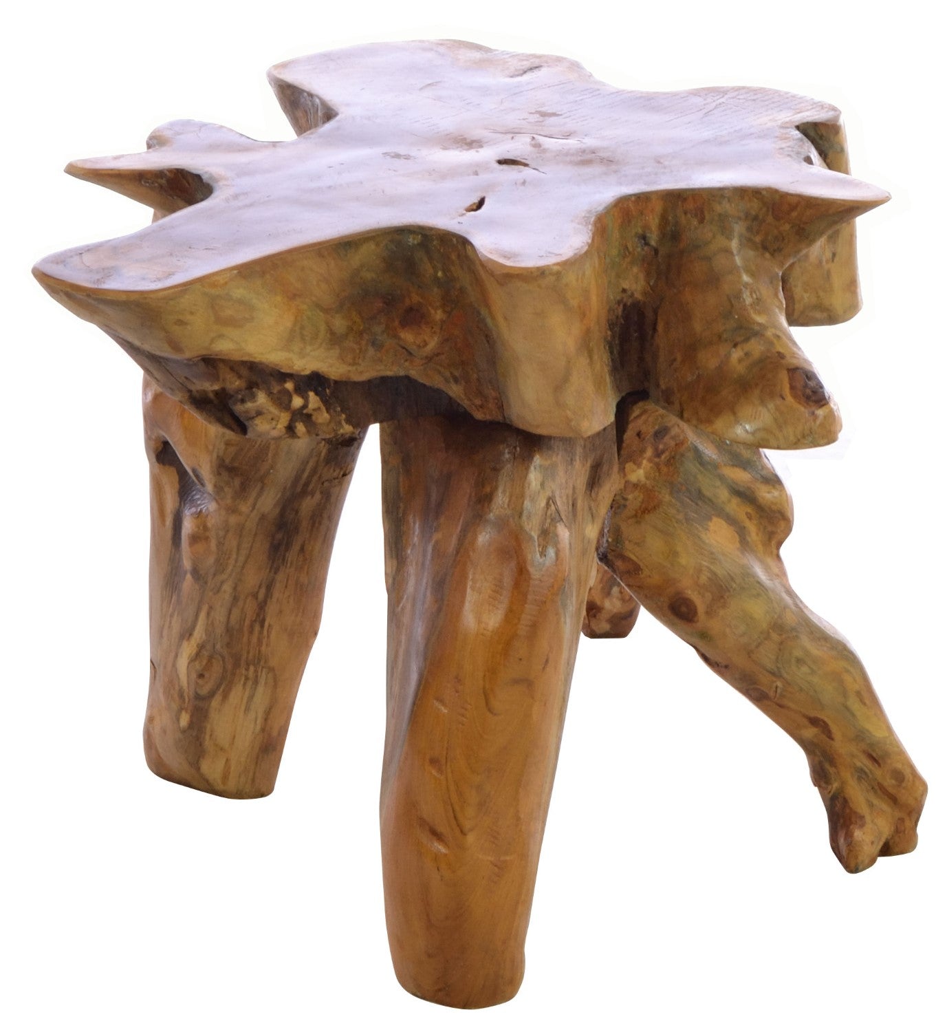 Natural Teak Wood 60cm Coffee Table Rustic Tree Root Design - Home Furniture Interiors